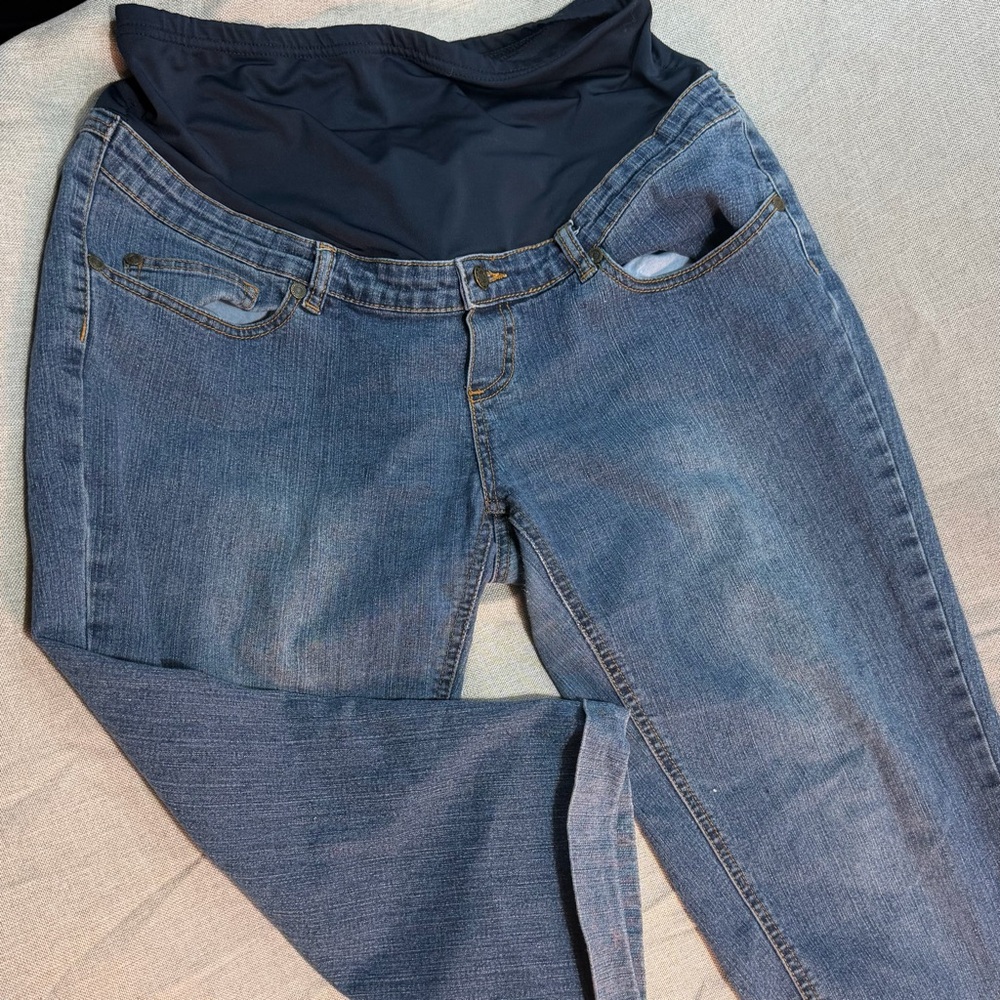 Oh! Mamma Dark Blue Cropped Maternity Jeans